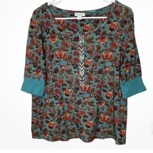 Sundance Teal and Red Floral Top